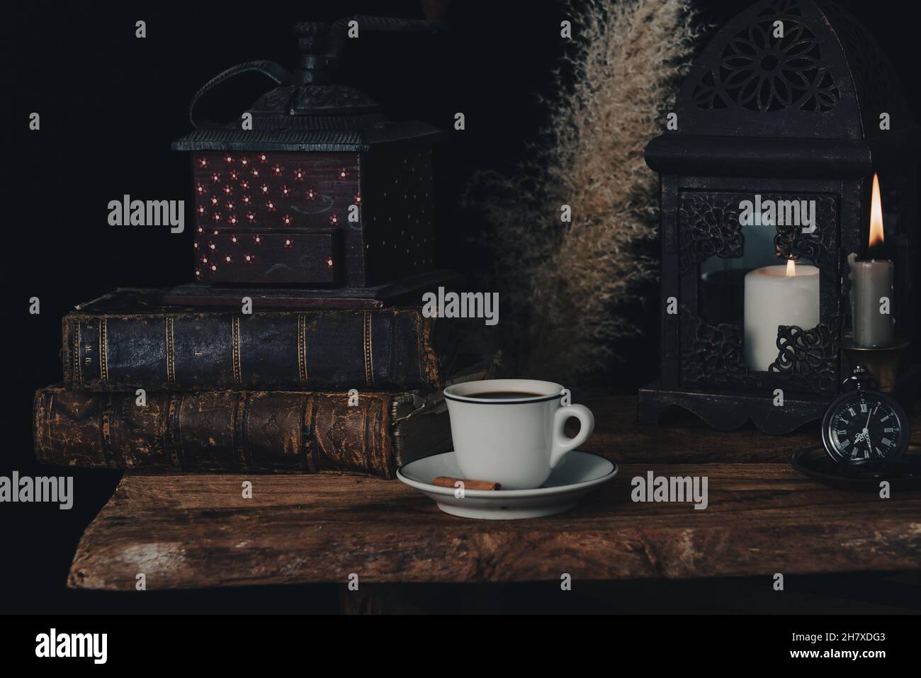 Fortune telling on coffee grounds by candlelight Stock Photo Alamy