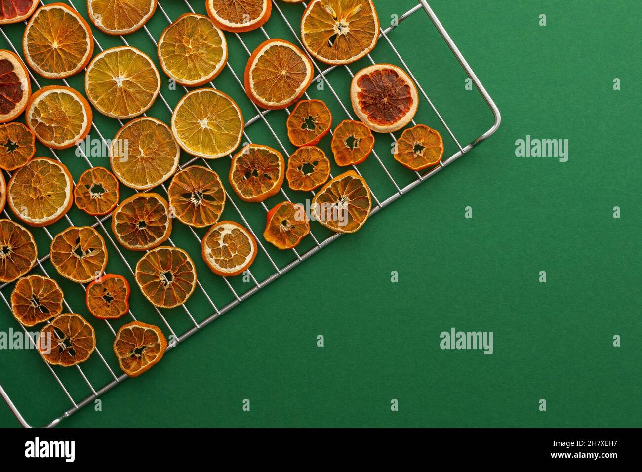 Oven dried sliced slices of orange, tangerine and grapefruit, dried