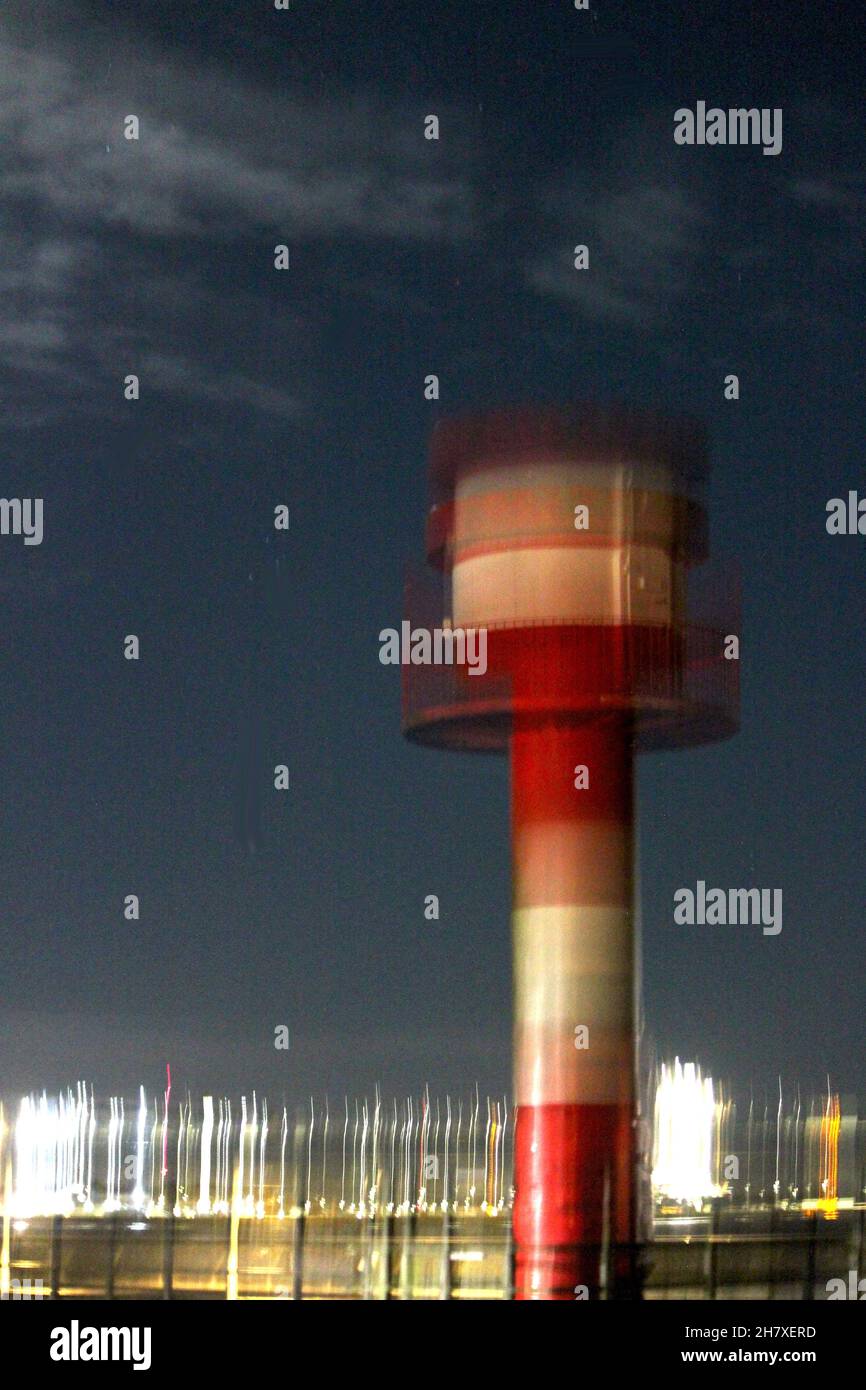 Eckernförde Port Lighthouse at night Stock Photo