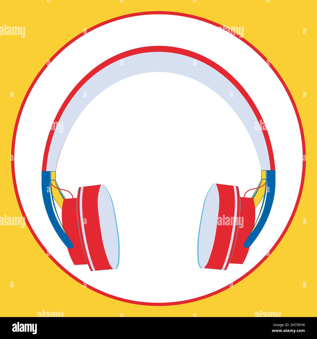 Illustration on a square background, square, tile - Headphones. Design ...