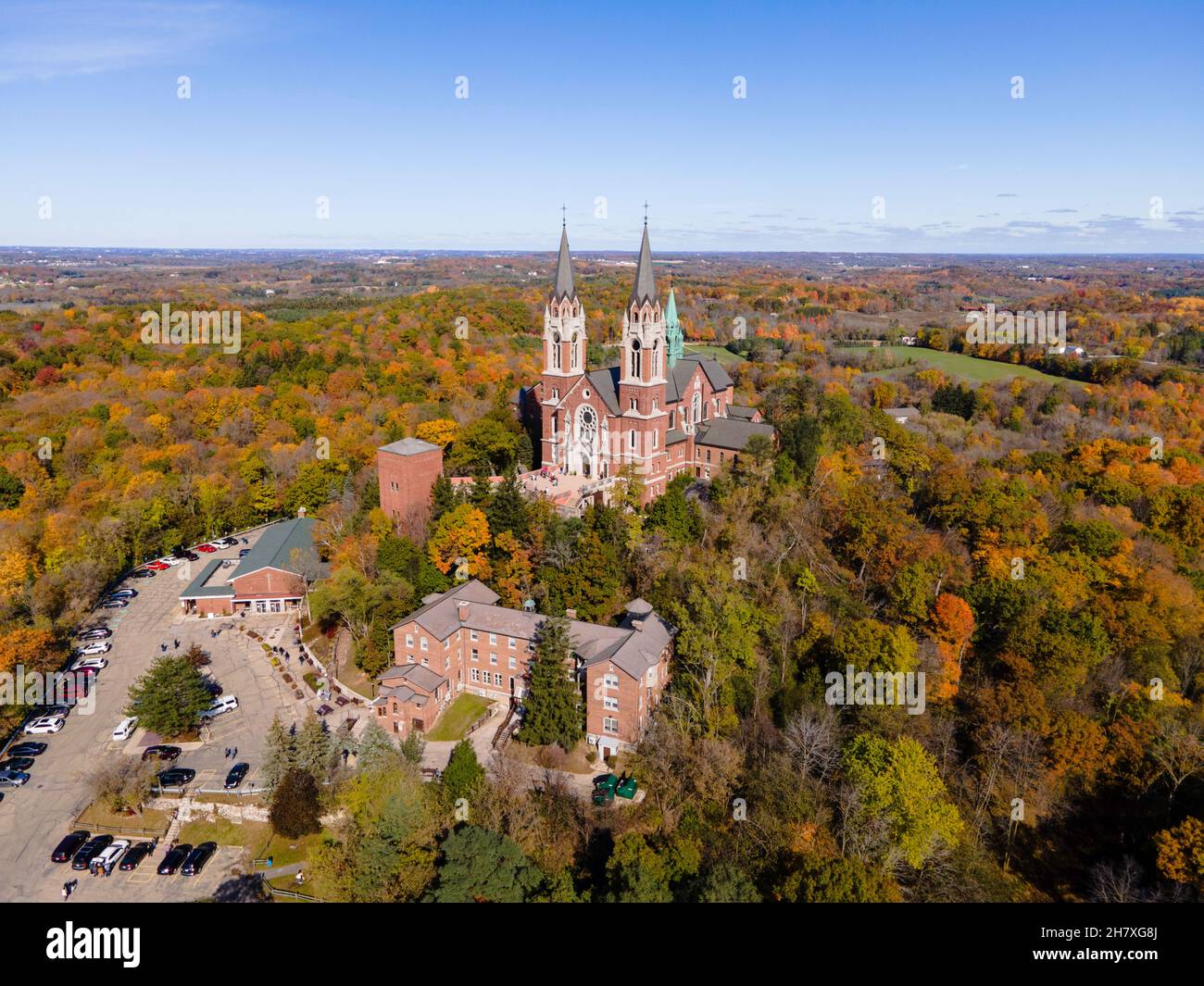 Aerial View Of Holy Hill Basilica And National Shrine Of Mary On A