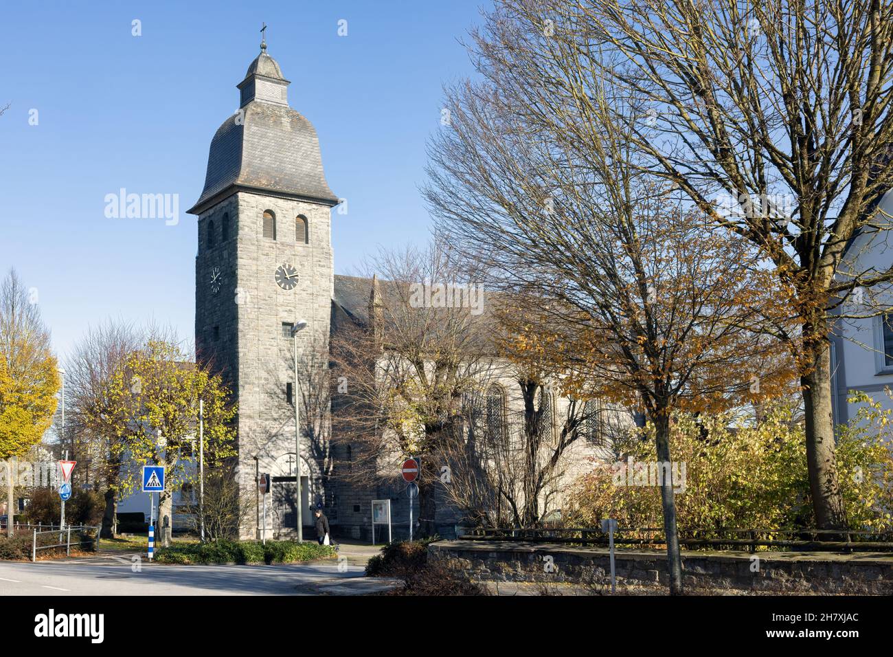 View at St.-Nikolai-Kirche in German Brilon Stock Photo - Alamy