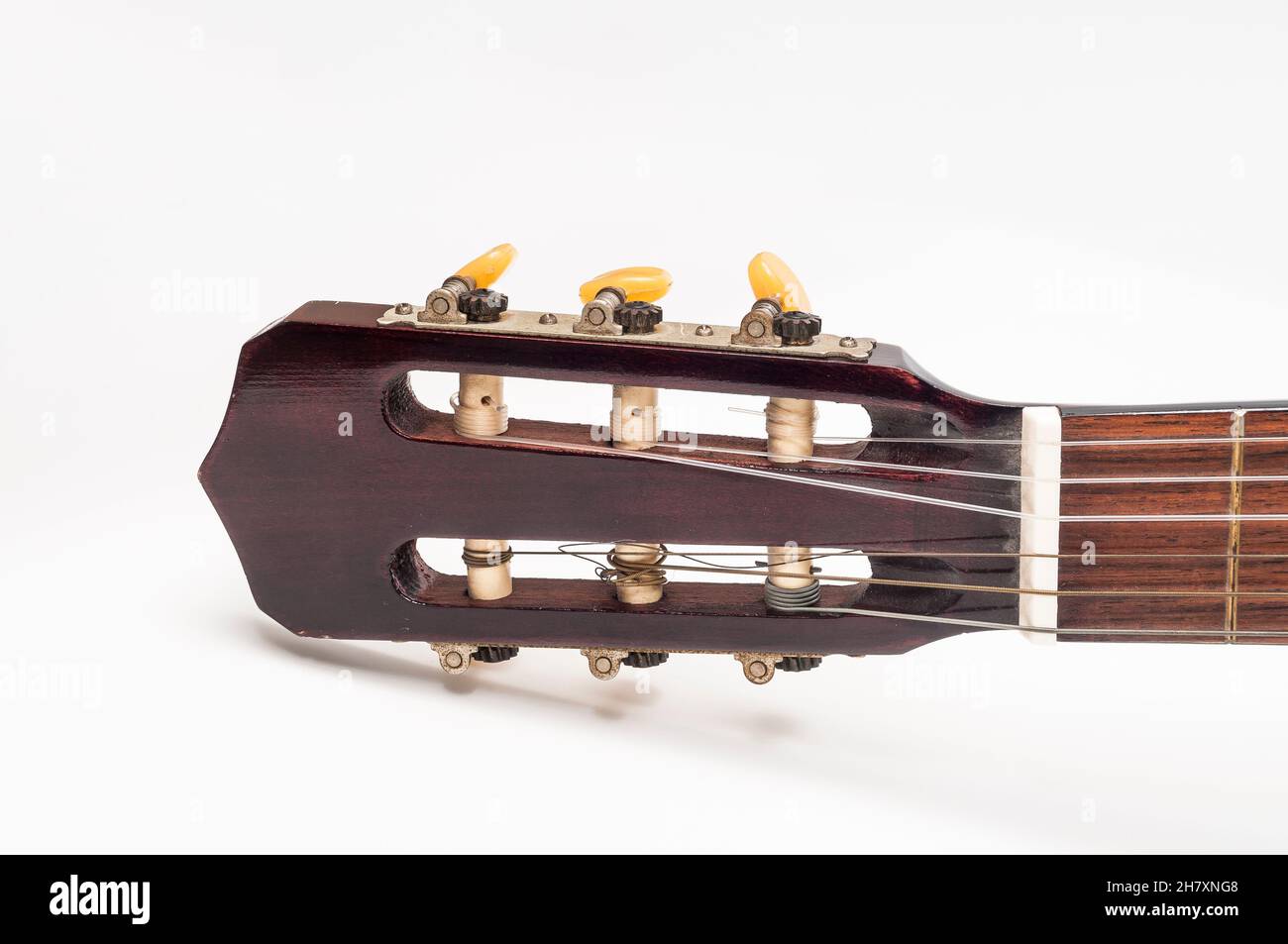 Tuning pegs and capstans on headstock of a Terada C103N classic ...