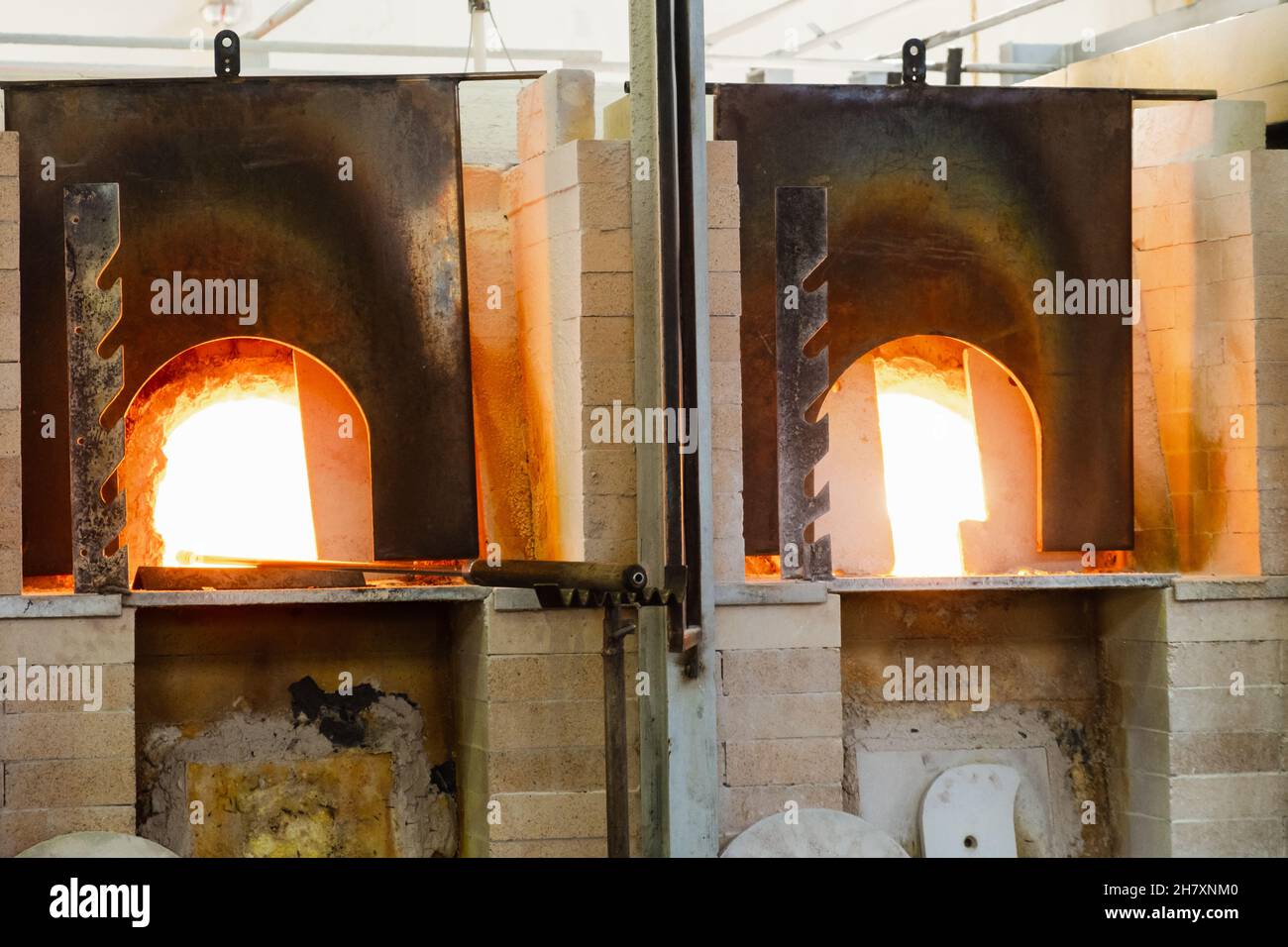 Traditional furnaces for melting glass at high temperatures Stock Photo