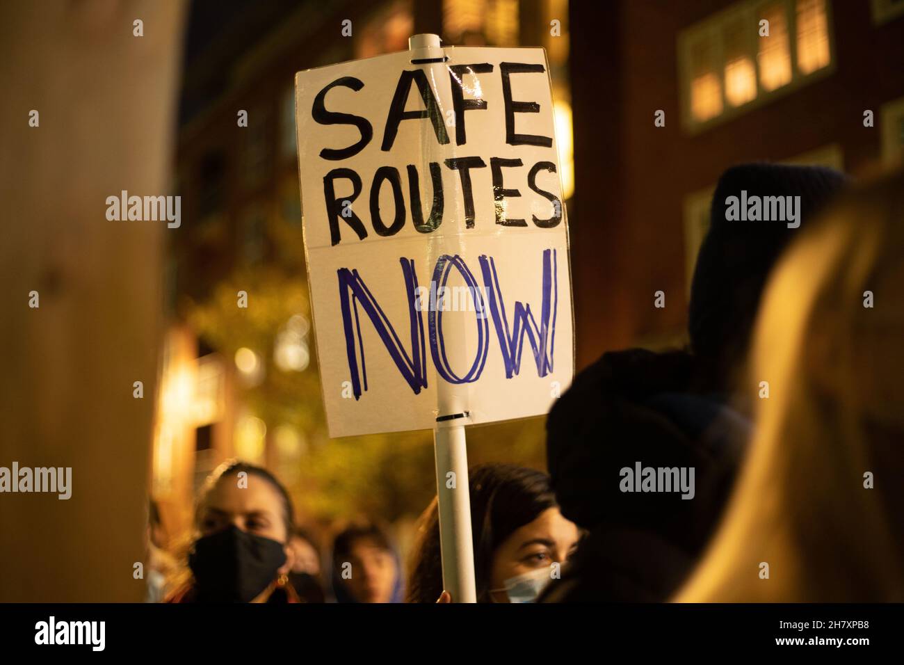 LONDON,UK 25th NOVEMBER 2021. No more channel deaths vigil outside the Home Office in London, following the deaths of at least 27 migrants who died trying to cross the channel after their boat sunk Credit: Lucy North/Alamy Live News Stock Photo