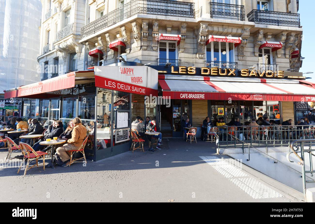 Le Deux Savoie is traditional French restaurant located near the Gare de Lyon station in Paris, France . Stock Photo