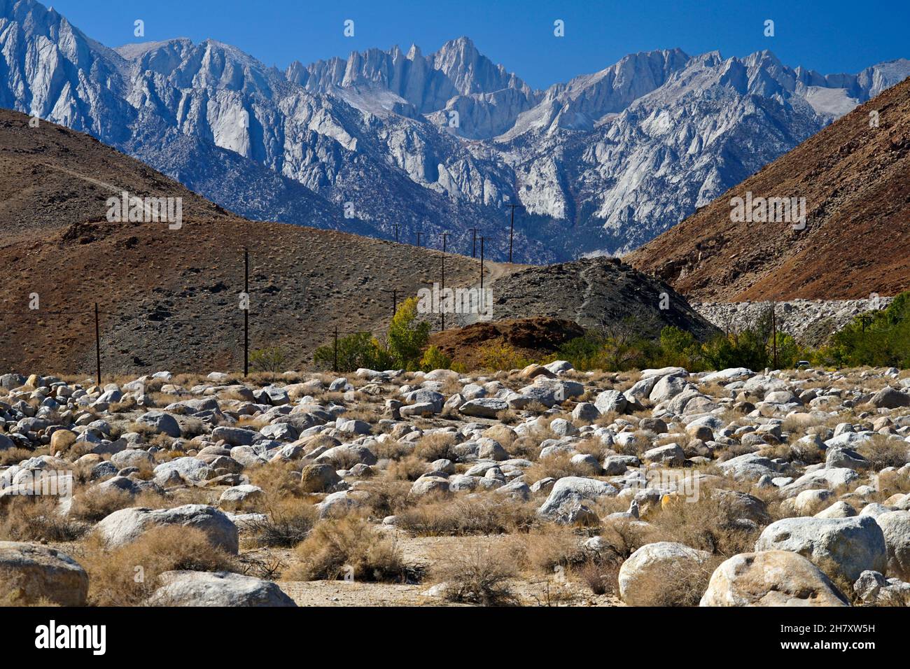 Views of Mt. Whitney from the Owens Valley Stock Photo