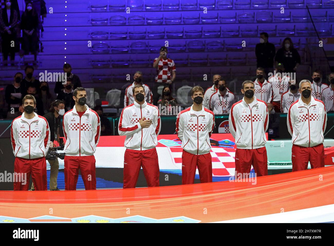 Turin, Italy. 25th Nov, 2021. The team of Croatia at the begin of the match during Davis Cup Finals 2021, Tennis Internationals in Turin, Italy, November 25 2021 Credit: Independent Photo Agency/Alamy Live News Stock Photo