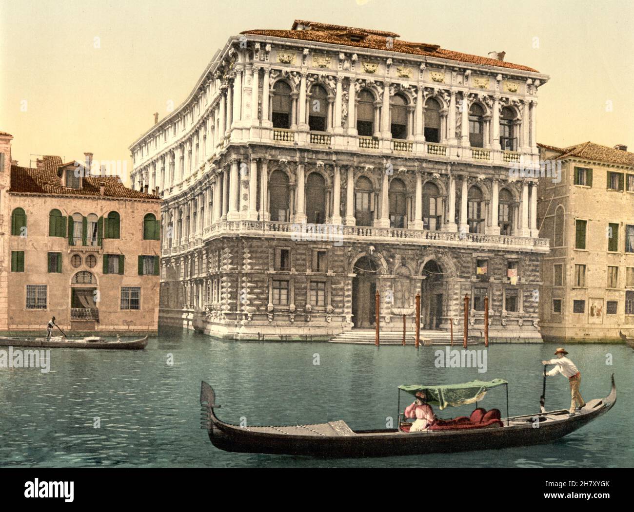 Pesaro Palace on the Grand Canal, Venice, Italy Venice, Italy, color photochrom print ca, 1890 to 1900 Stock Photo