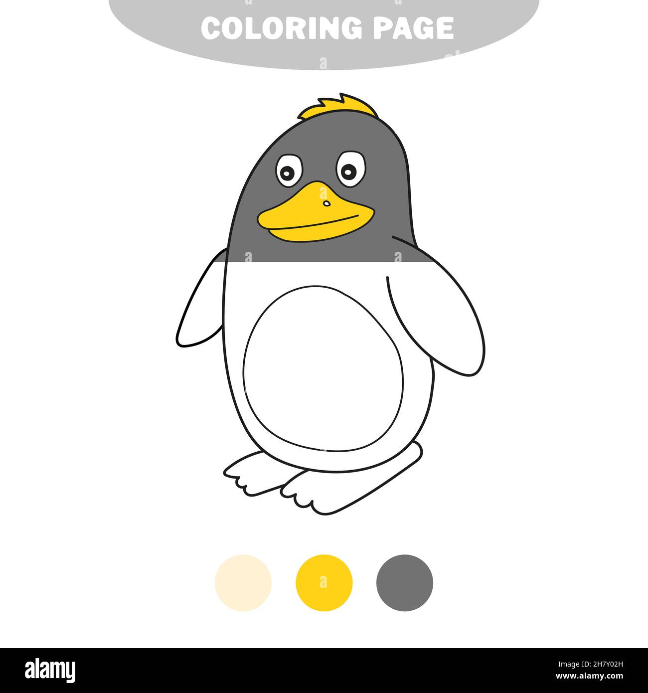 Simple coloring page. Vector illustration of Penguin cartoon - Coloring