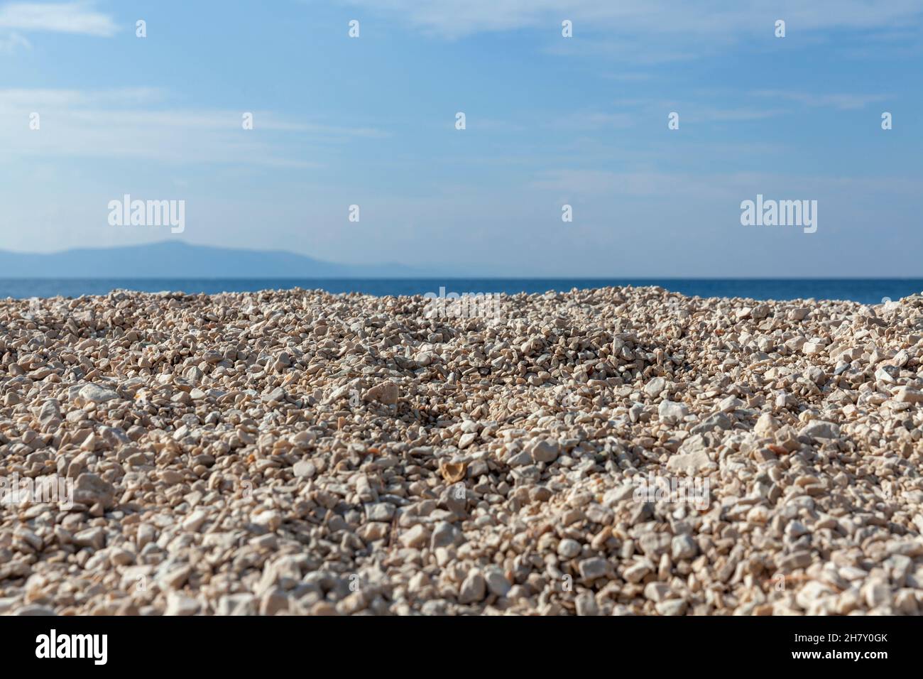 empty sunny beach, close up on sand Stock Photo