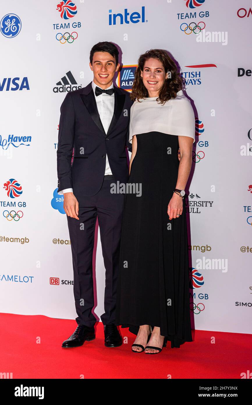 LONDON, UNITED KINGDOM. 25th Nov, 2021. Joe Choong (left) and Kate French (right) attend the 2022 Team GB Ball at Evolution London on Thursday, November 25, 2021 in LONDON, UNITED KINGDOM. Credit: Taka G Wu/Alamy Live News Stock Photo