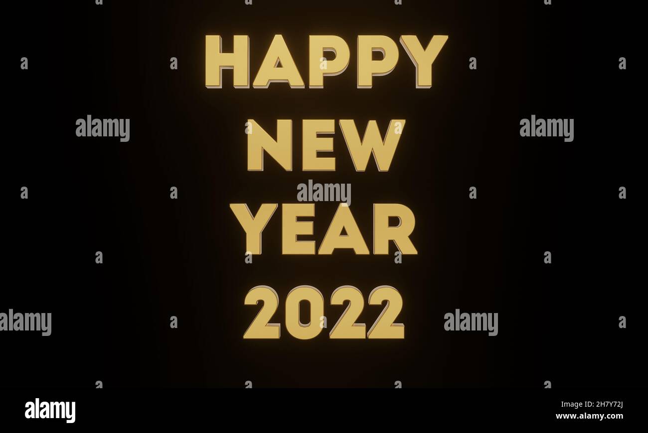 Happy new year 2022 text 3d gold animation with black isolated ...
