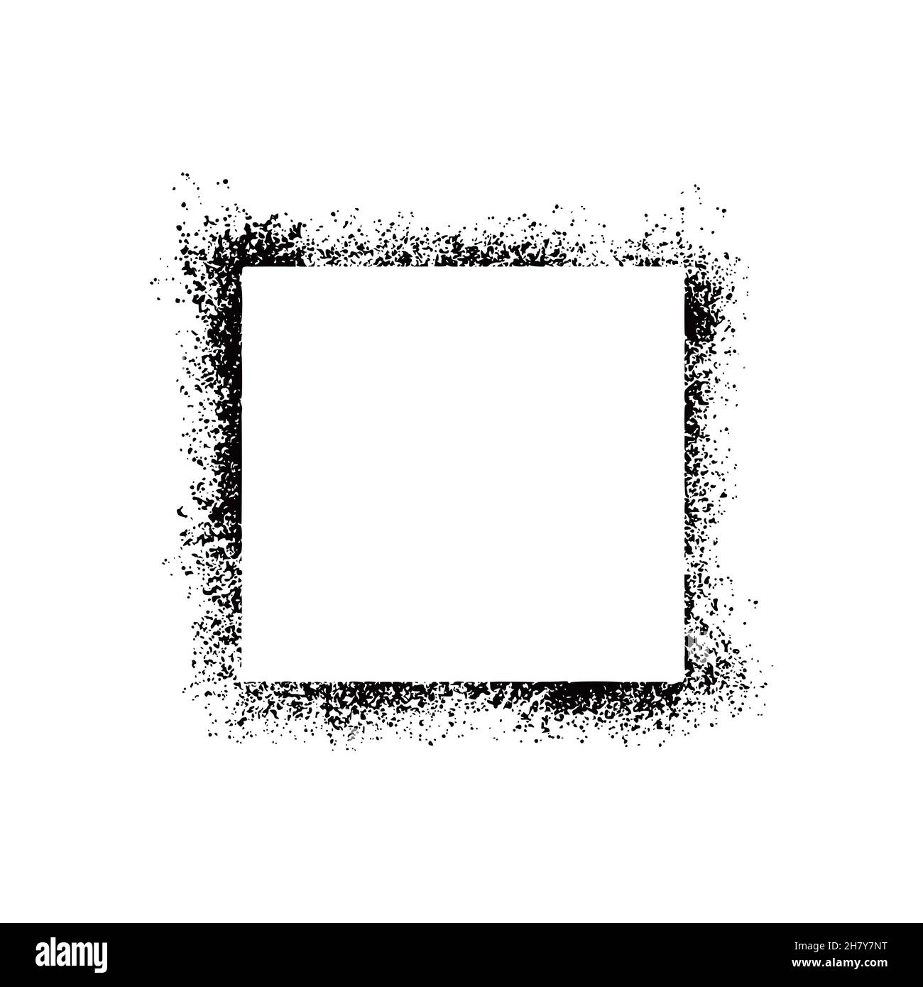 Stencil spray paint square frame. Grunge graffiti style black frame