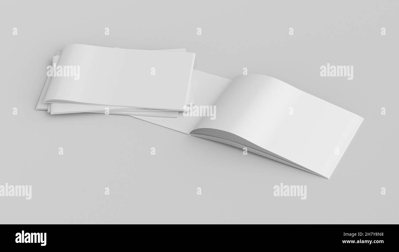 Horizontal brochure or booklet mock up on white background. 3d illustratuion Stock Photo