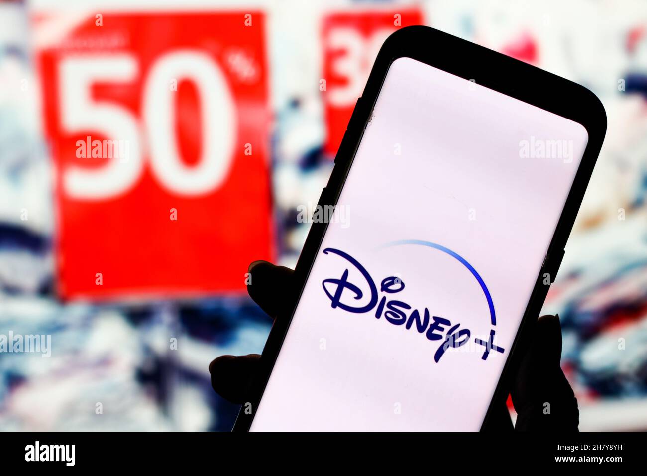 Disney Plus logo seen displayed on a smartphone Stock Photo Alamy