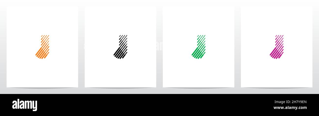 Bold And Thin Diagonal Outlines Letter Logo Design J Stock Vector