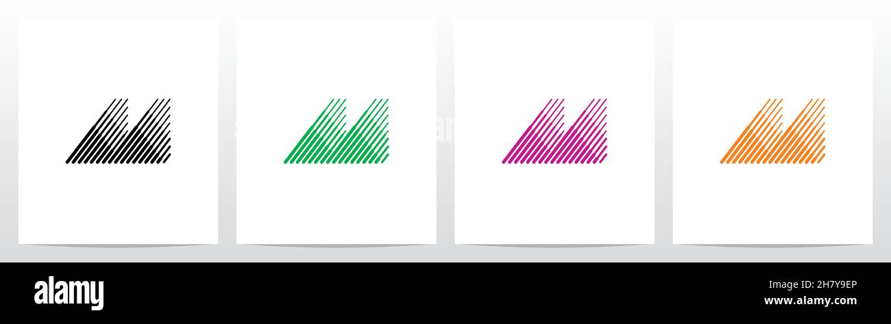 Bold And Thin Diagonal Outlines Letter Logo Design M Stock Vector