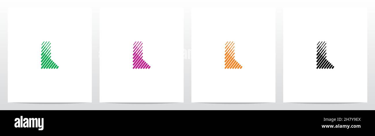 Bold And Thin Diagonal Outlines Letter Logo Design L Stock Vector