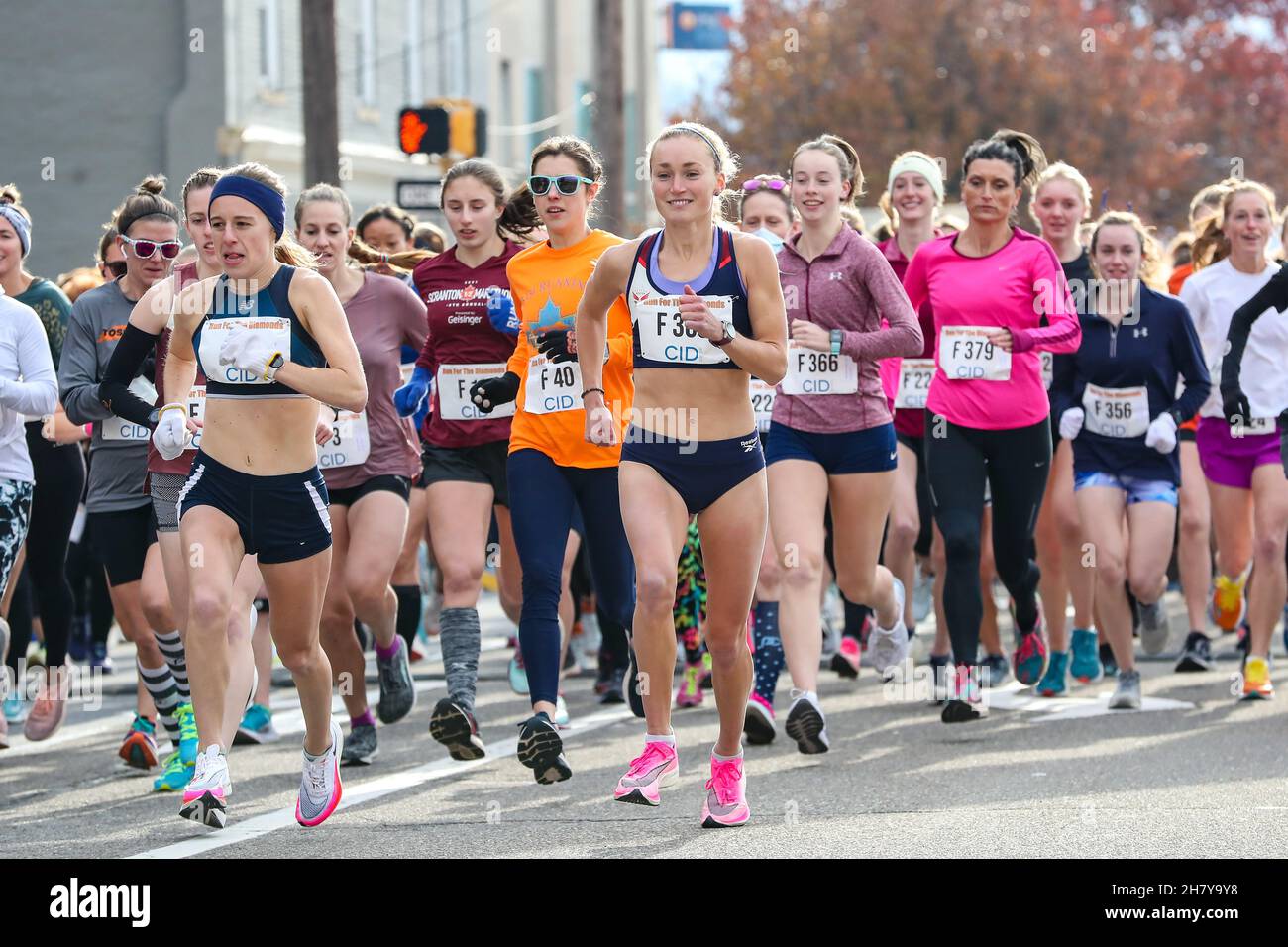 Runners are seen at the start of the 112th Annual Run for the Diamonds