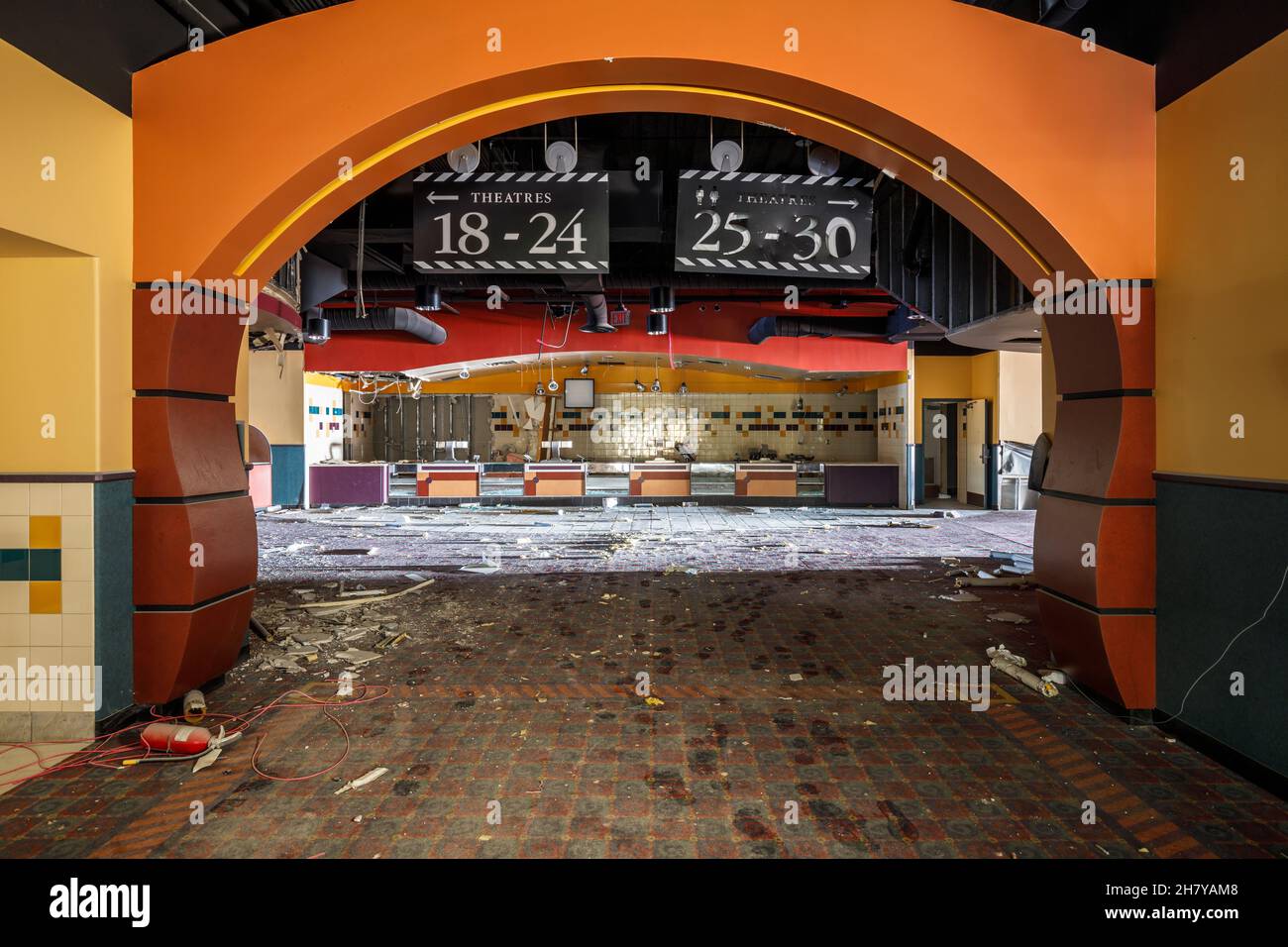 One of the concession stands at the AMC Interchange 30 Theatre during demolition. Vaughan, Ontario, Canada.  This building has since been demolished. Stock Photo