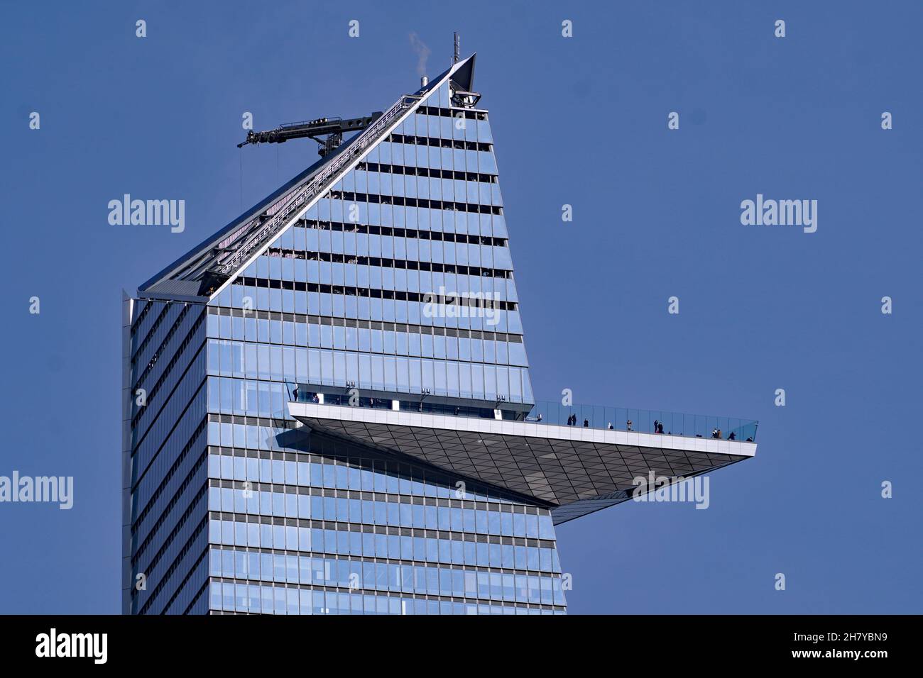 New York City, USA - November 17, 2021:  The Edge observation platform at Hudson Yards, 1000 feet high Stock Photo