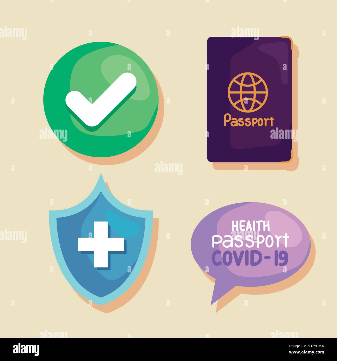 four covid19 passport icons Stock Vector Image & Art - Alamy