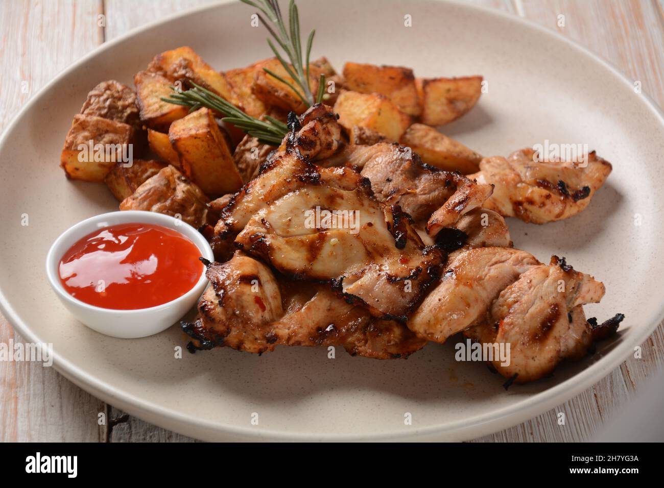 Grilled Marinated boneless skinless chicken thighs((Pargiot