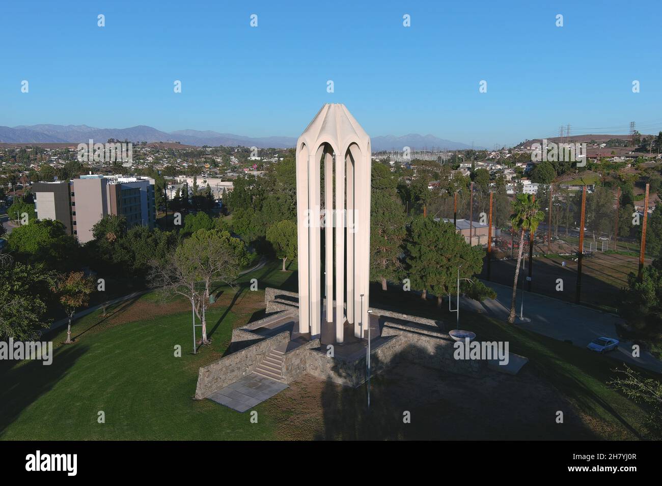 An aerial view of the Armenian Genocide Martyrs Monument at Bicknell