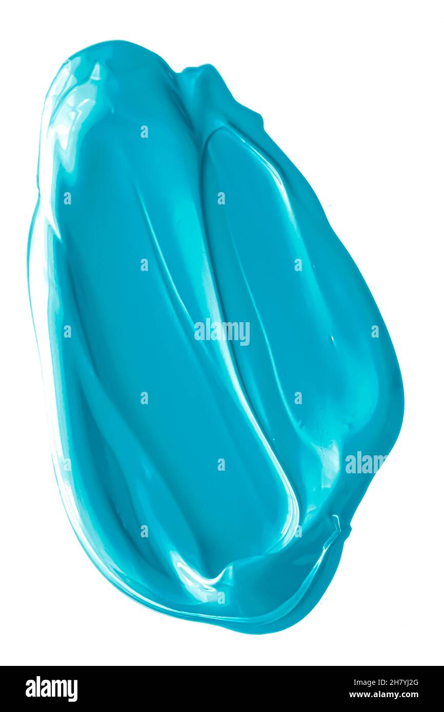 Mint blue beauty cosmetic texture isolated on white background, smudged