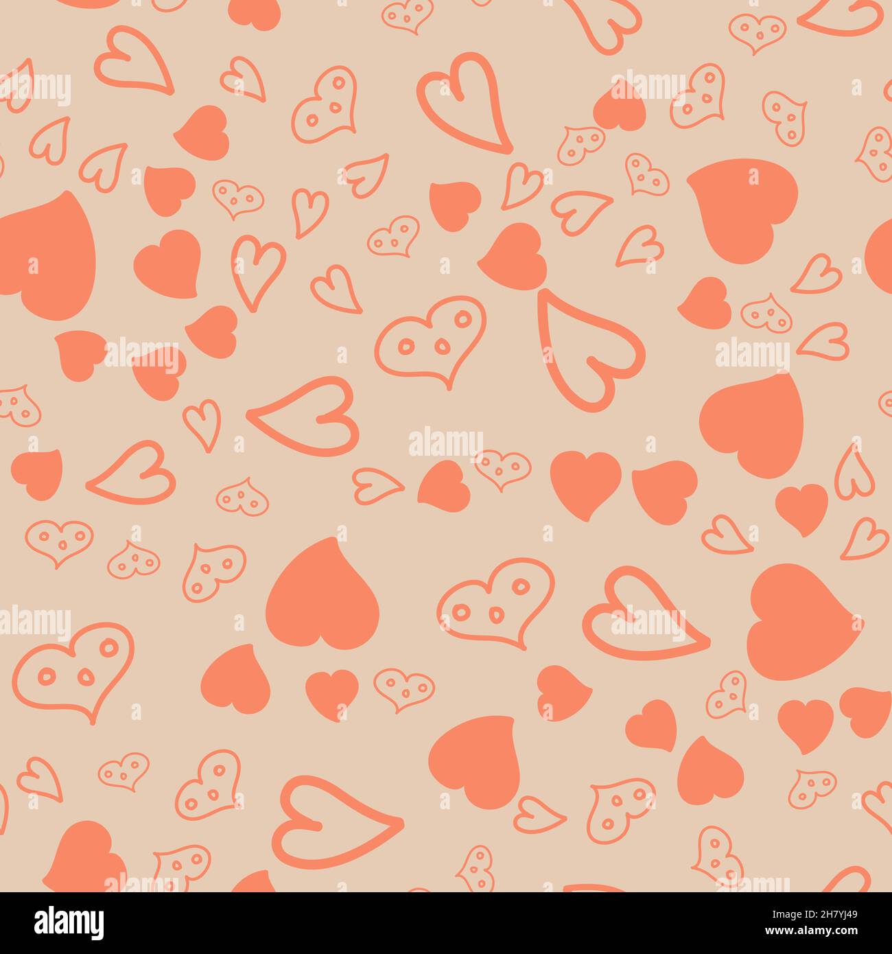 Seamless pattern, peach heart vector illustration for textiles ...