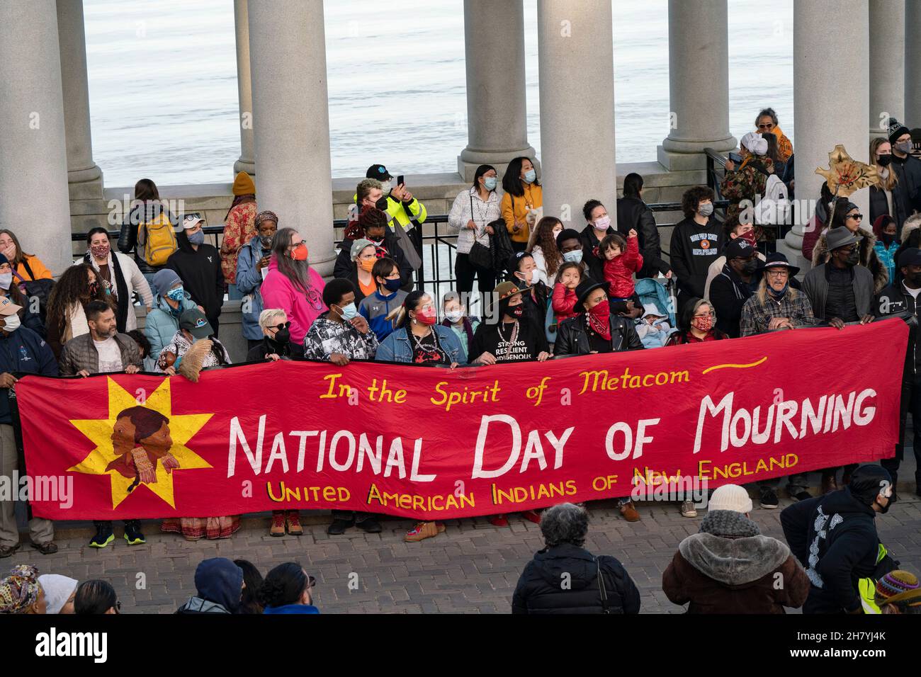 November 25, 2021, Plymouth, Massachusetts, USA More than thousand demonstrators rally to