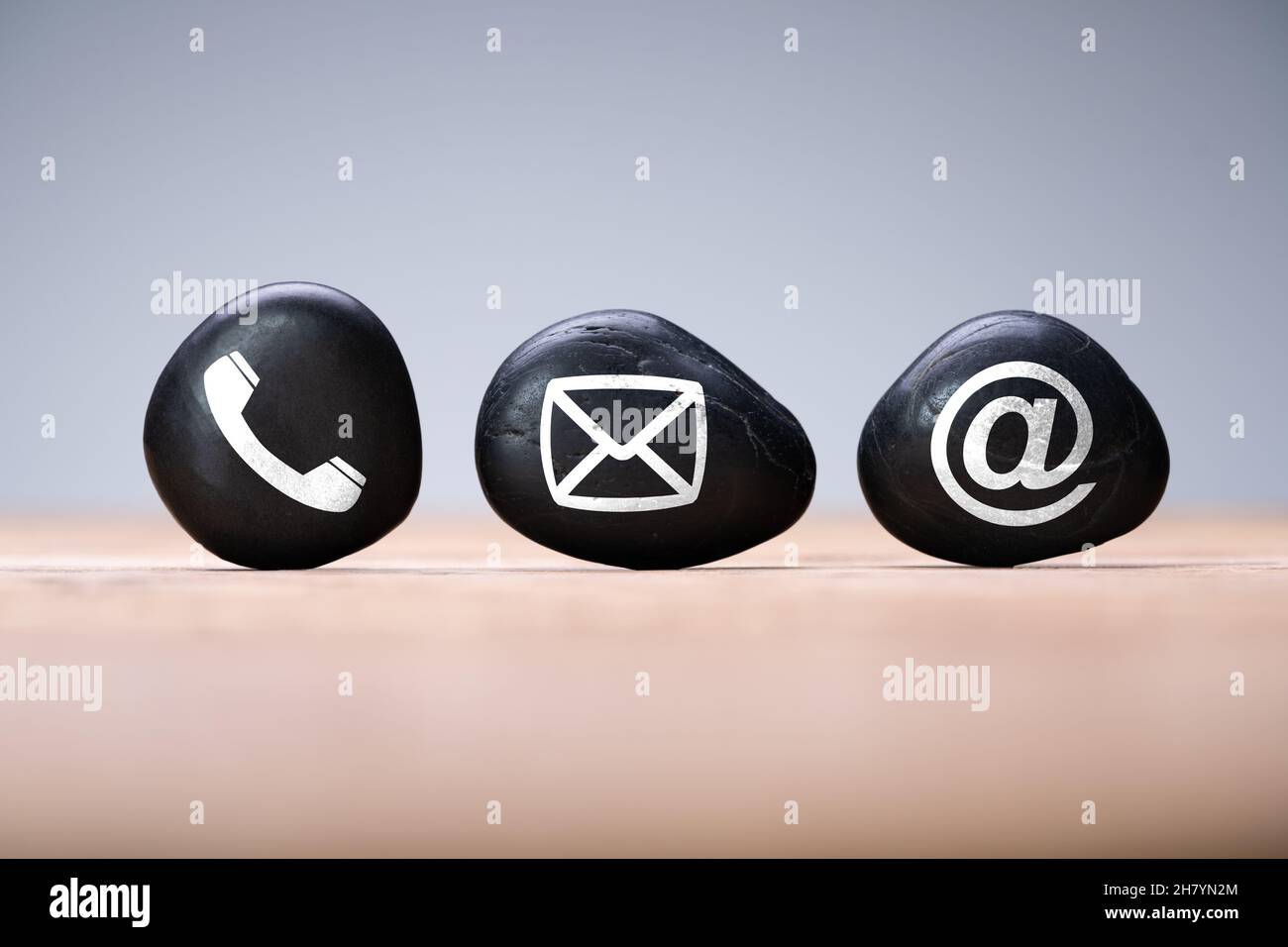 Various Contact Us Methods. White Phone, Email And Post Icons Stock Photo