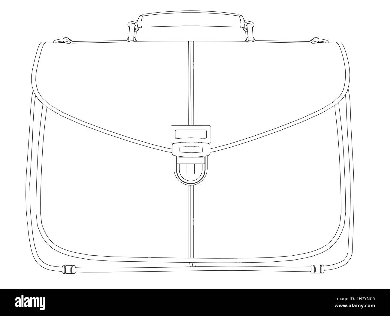 Contour of a business suitcase from black lines isolated on a white ...