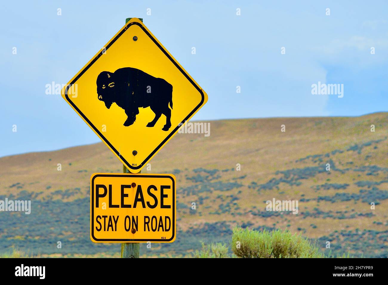 Traffic sign for the booms in Canyonlands National Parks Stock Photo