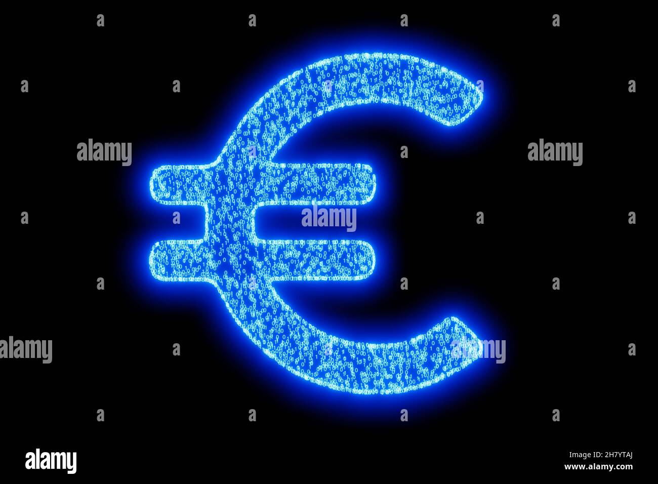 Euro shape made from ones and zeros. Conceptual illustration of