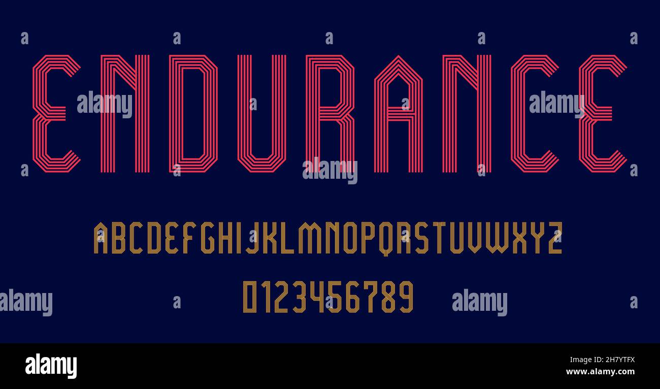 Set of alphabets font letters and numbers modern abstract design with ...