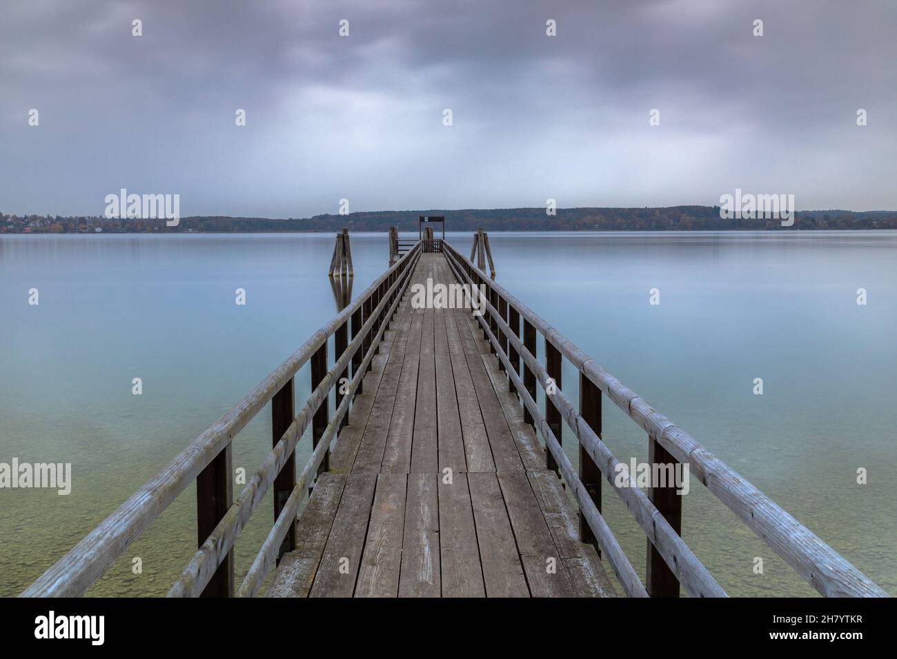 Cloudy evening at Lake Ammersee, Bavaria, Germany Stock Photo