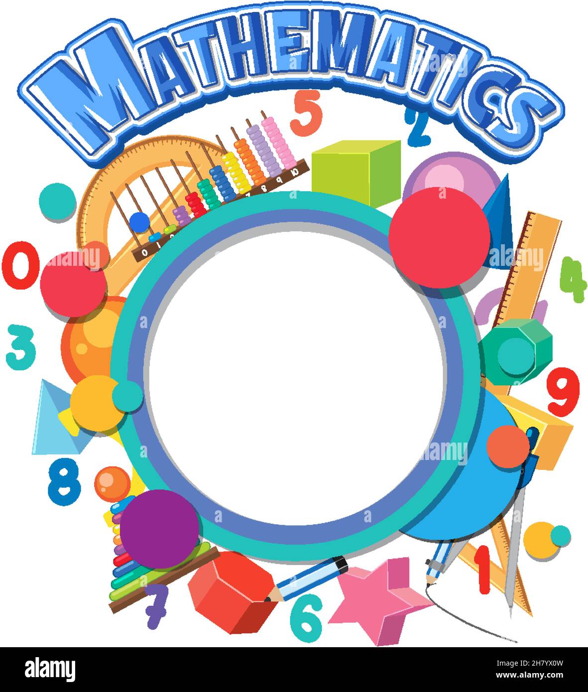 Blank math template with math tools and elements illustration Stock Blank math template with math tools and elements illustration Stock