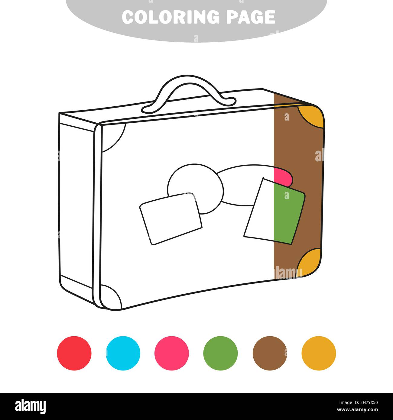 Simple coloring page. Coloring book for children, Suitcase with