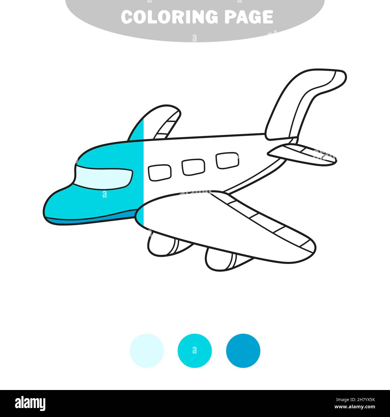 Simple coloring page. Vector black and white plane isolated on ...