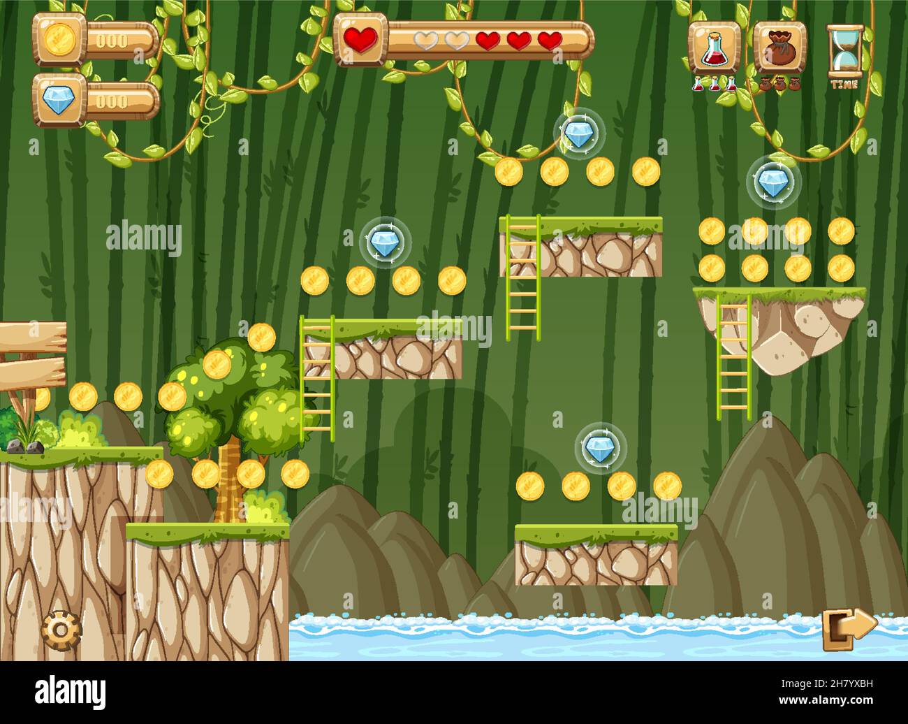A Game Template Jungle Scene illustration Stock Vector Image & Art - Alamy