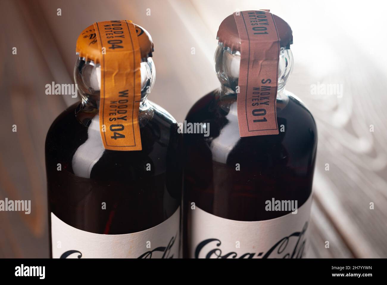 KRASNODAR, RUSSIA OCTOBER 12, 2020 Glass bottles of CocaCola