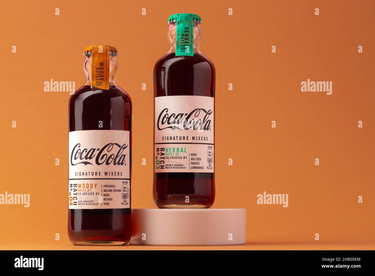 KRASNODAR, RUSSIA OCTOBER 12, 2020 Glass bottle of CocaCola