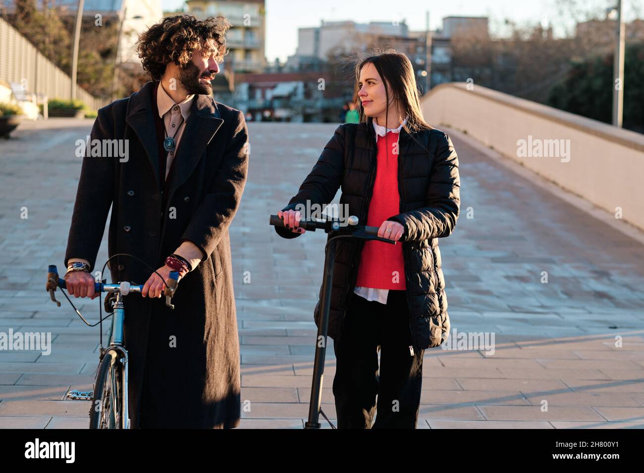 Couple spending time together outdoors. Stock Photo