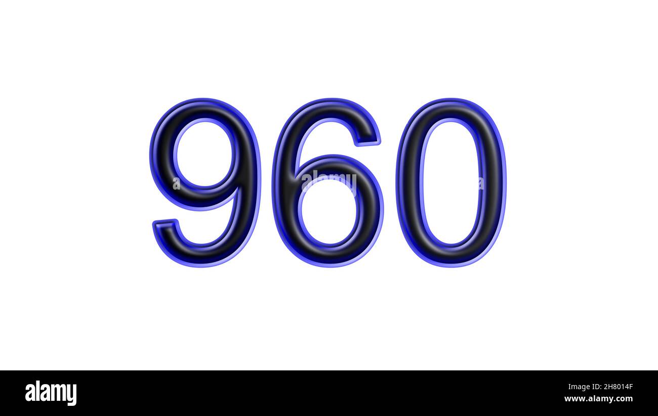 blue 960 number 3d effect white background Stock Photo - Alamy