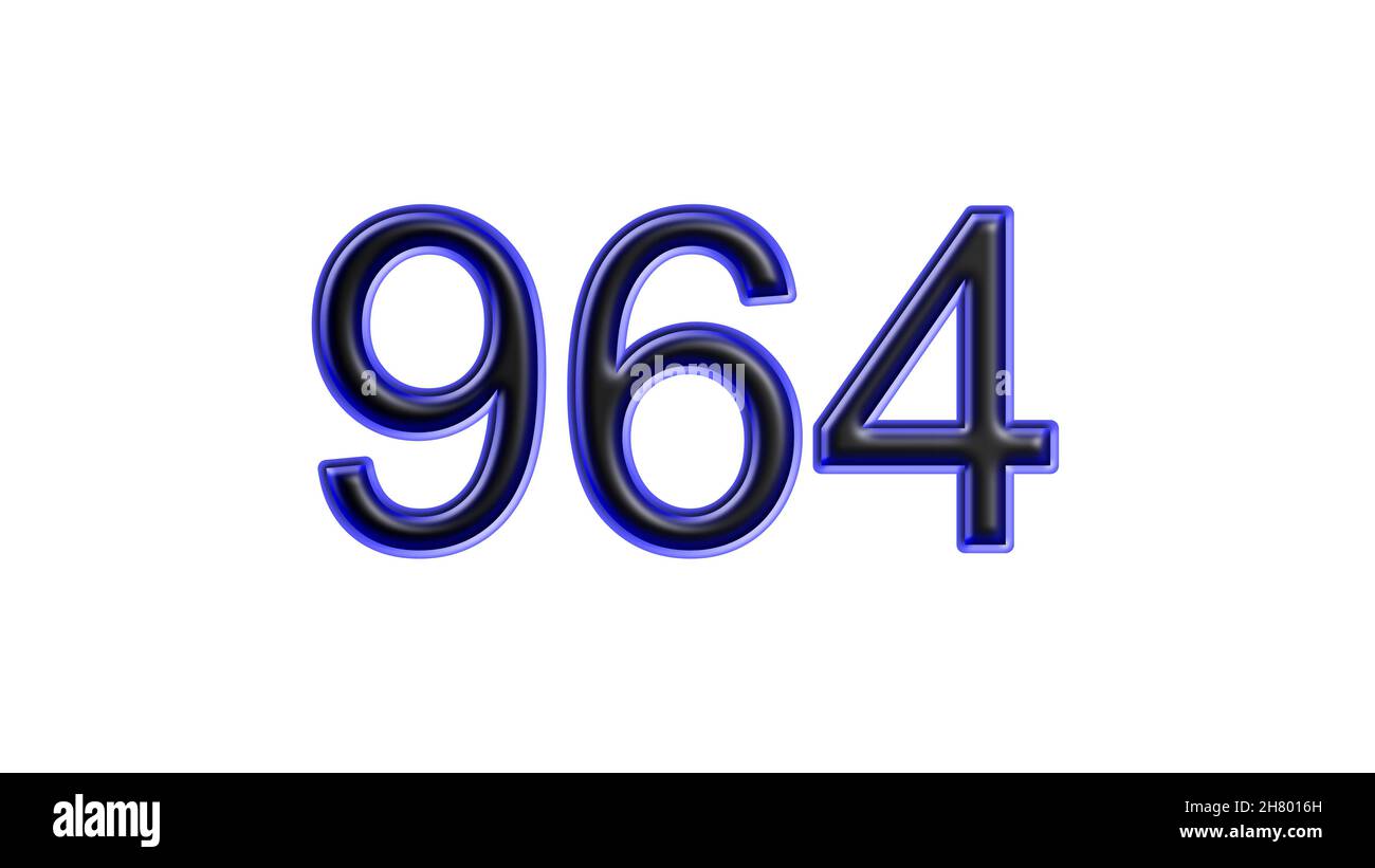 blue 964 number 3d effect white background Stock Photo - Alamy