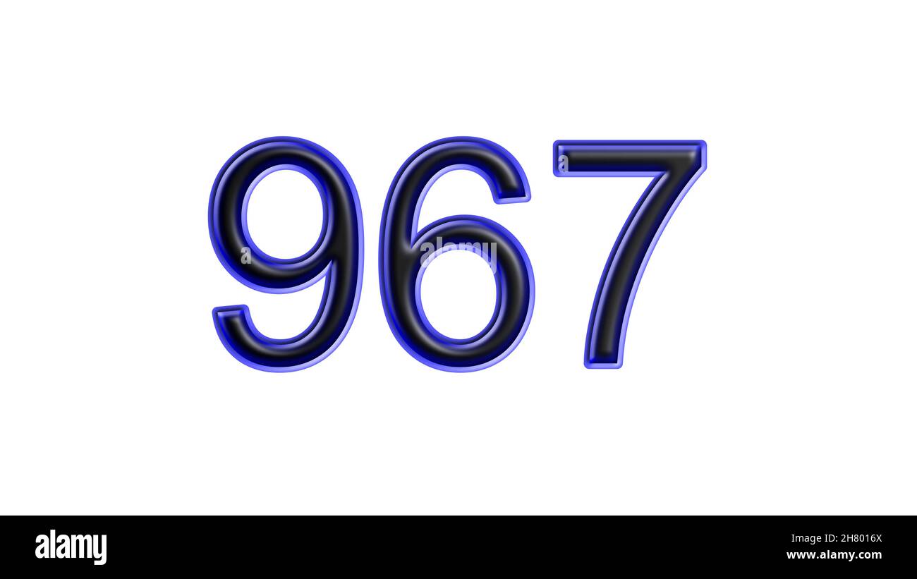 blue 967 number 3d effect white background Stock Photo - Alamy
