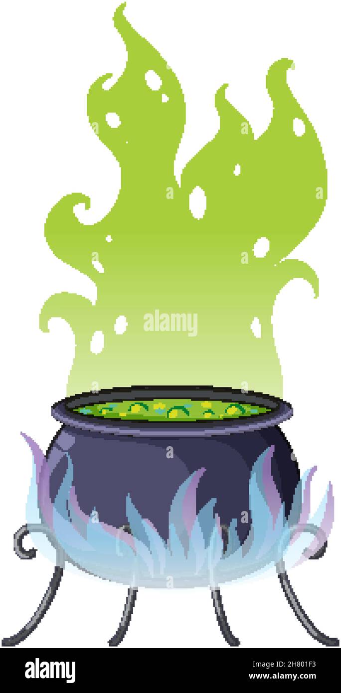 Witch potion pot with green smoke illustration Stock Vector Image & Art