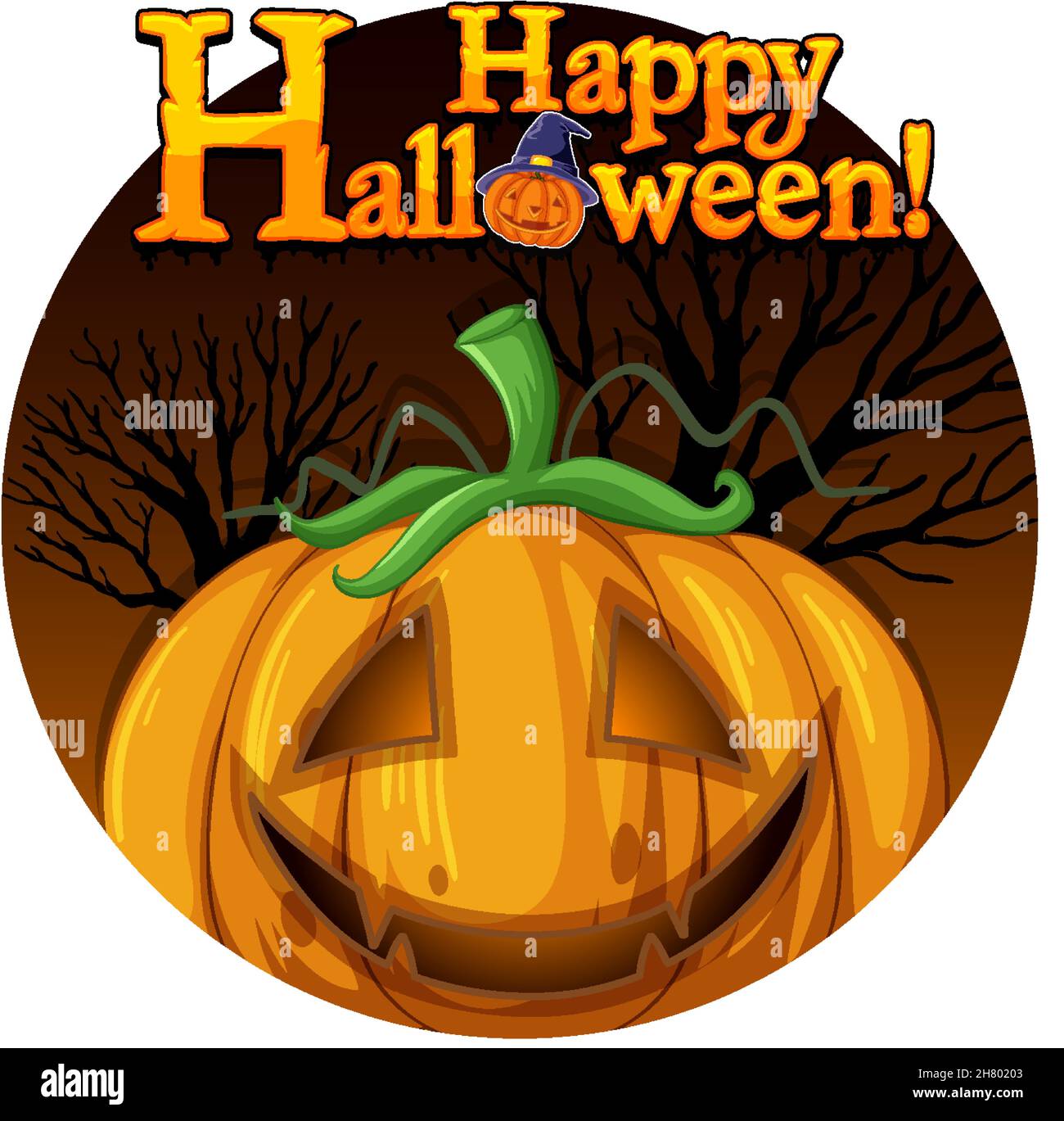 Happy Halloween with Jack o'lantern pumpkin illustration Stock Vector ...